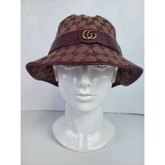 Gucci Burgundy Monogram Canvas Bucket Hat M - Picture 3 of 9
